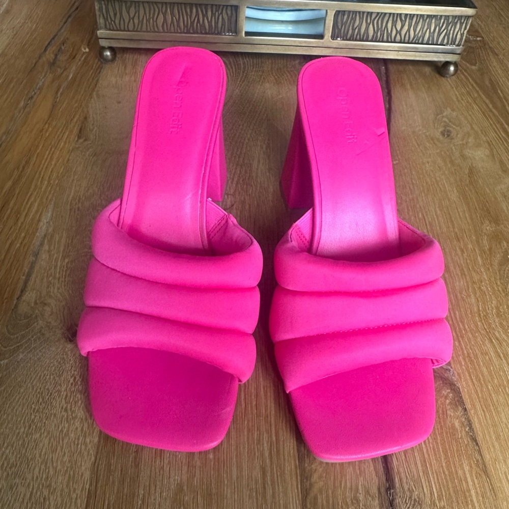 Open Edit Hot Pink Puffy Block Heel